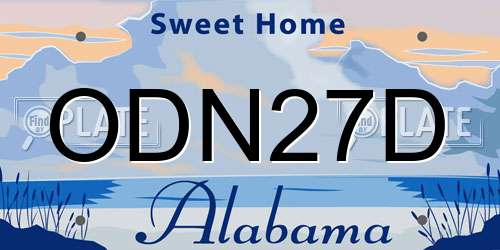 ODN27D Alabama License Plate