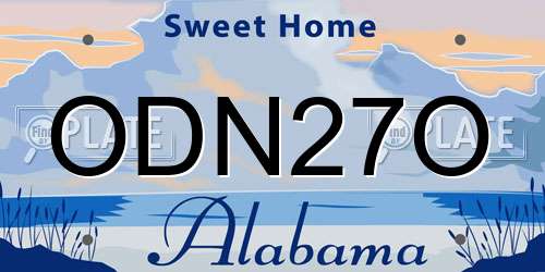 ODN27O Alabama License Plate