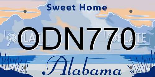 ODN770 Alabama License Plate