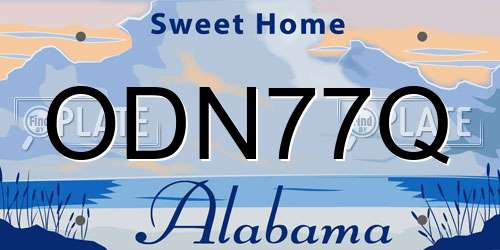 ODN77Q Alabama License Plate