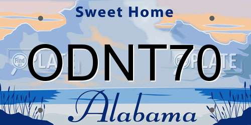 ODNT70 Alabama License Plate