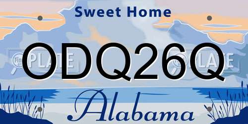ODQ26Q Alabama License Plate