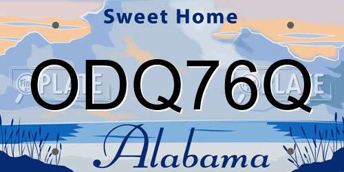ODQ76Q Alabama License Plate