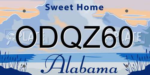 ODQZ60 Alabama License Plate