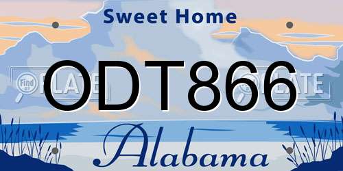 ODT866 Alabama License Plate