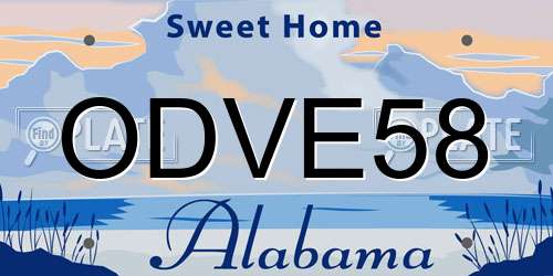 ODVE58 Alabama License Plate