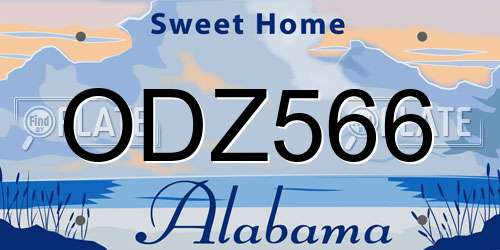 ODZ566 Alabama License Plate