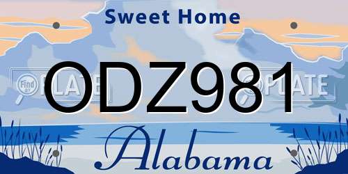 ODZ981 Alabama License Plate