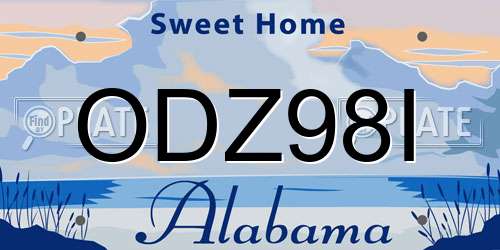 ODZ98I Alabama License Plate