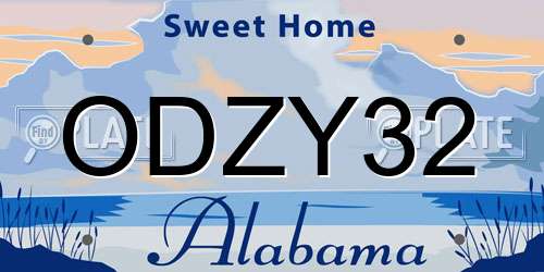 ODZY32 Alabama License Plate