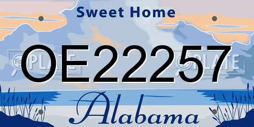 OE22257 Alabama License Plate