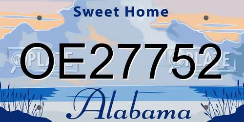 OE27752 Alabama License Plate