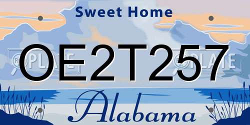 OE2T257 Alabama License Plate