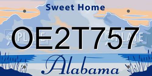 OE2T757 Alabama License Plate