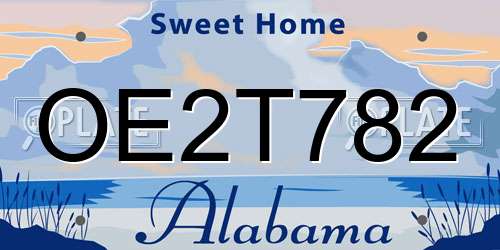 OE2T782 Alabama License Plate
