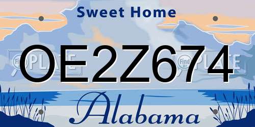 OE2Z674 Alabama License Plate