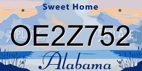 OE2Z752 Alabama License Plate