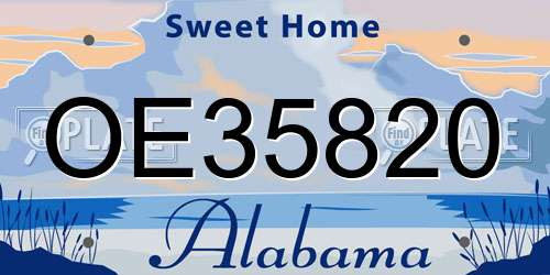 OE35820 Alabama License Plate