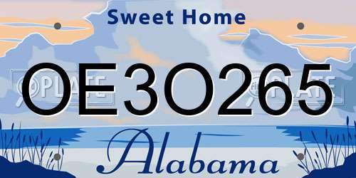 OE3O265 Alabama License Plate