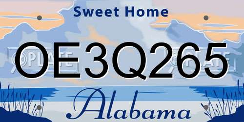 OE3Q265 Alabama License Plate