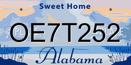 OE7T252 Alabama License Plate