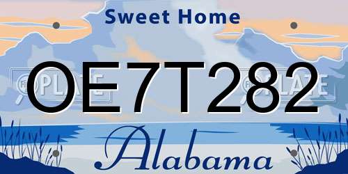 OE7T282 Alabama License Plate
