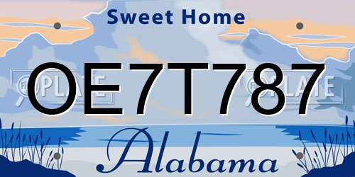 OE7T787 Alabama License Plate