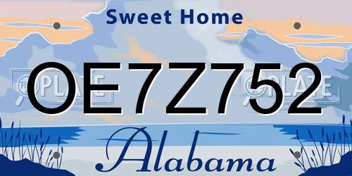 OE7Z752 Alabama License Plate