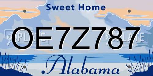 OE7Z787 Alabama License Plate
