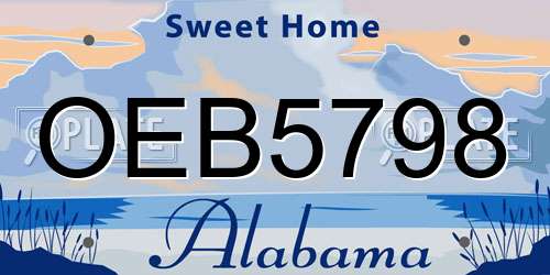 OEB5798 Alabama License Plate