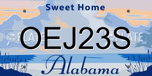 OEJ23S Alabama License Plate