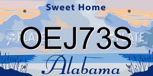 OEJ73S Alabama License Plate