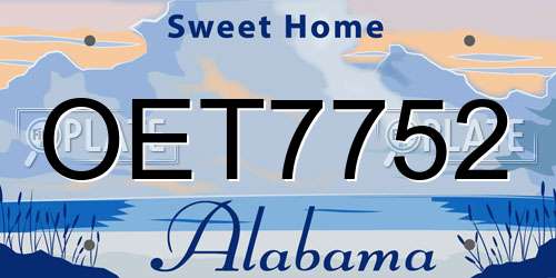 OET7752 Alabama License Plate