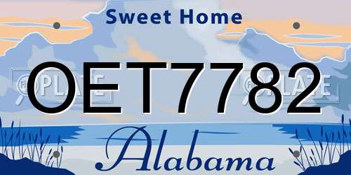 OET7782 Alabama License Plate