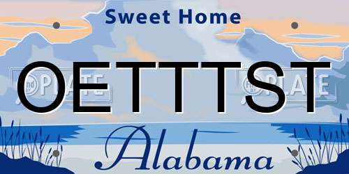 OETTTST Alabama License Plate