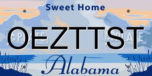 OEZTTST Alabama License Plate
