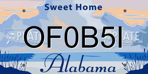 OF0B5I Alabama License Plate