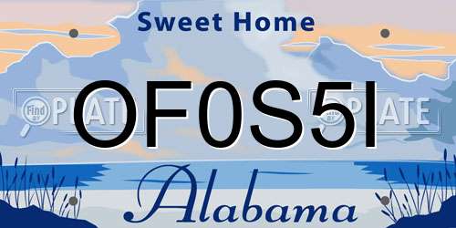 OF0S5I Alabama License Plate