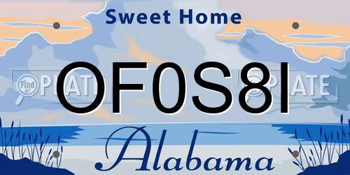 OF0S8I Alabama License Plate