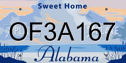 OF3A167 Alabama License Plate