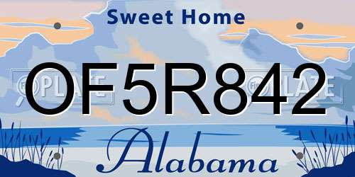 OF5R842 Alabama License Plate