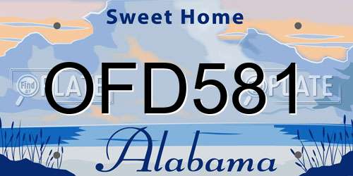 OFD581 Alabama License Plate