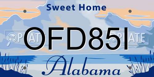 OFD85I Alabama License Plate