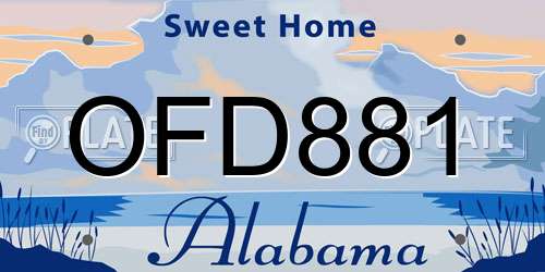 OFD881 Alabama License Plate