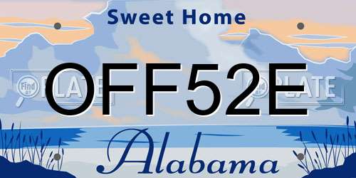 OFF52E Alabama License Plate
