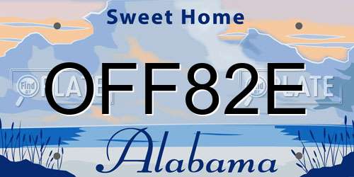 OFF82E Alabama License Plate