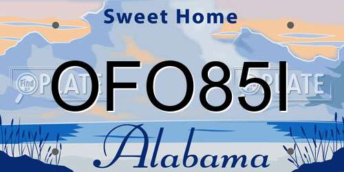 OFO85I Alabama License Plate