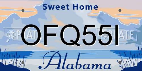 OFQ55I Alabama License Plate