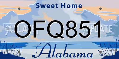 OFQ851 Alabama License Plate