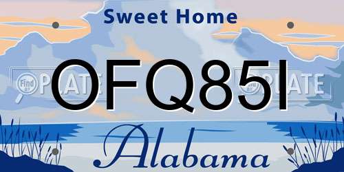 OFQ85I Alabama License Plate
